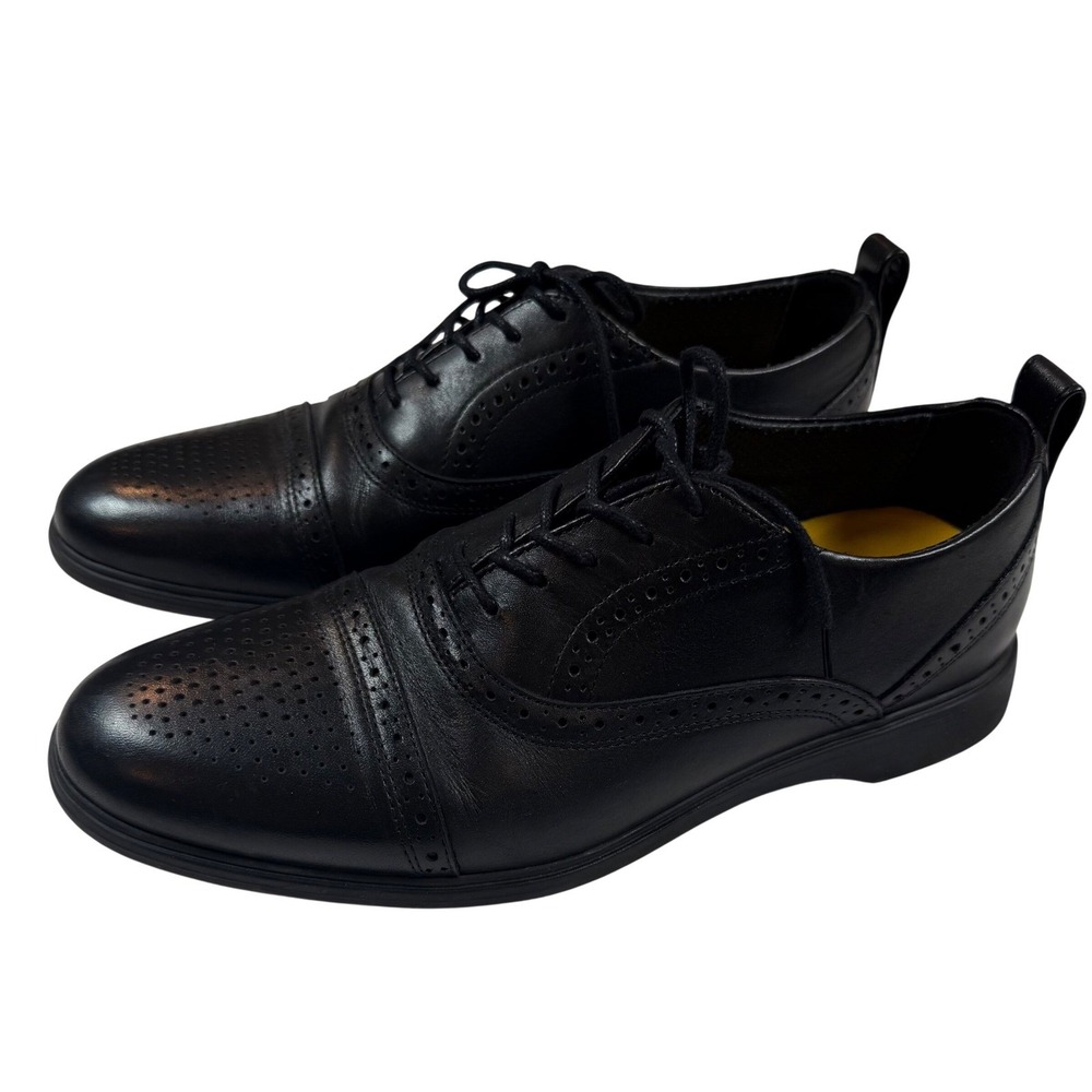 Amberjack The Cap Toe Original Black Leather Wingtip Shoes 10.5 Wide EUC